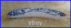 Pair Royal Crown Derby Bone China Blue Mikado Crescent Salad Plate with Gold Gilt