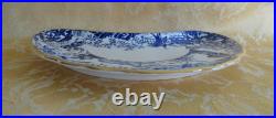 Pair Royal Crown Derby Bone China Blue Mikado Crescent Salad Plate with Gold Gilt