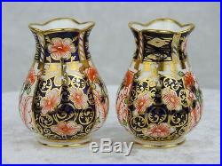 Pair Royal Crown Derby Miniature Vases Pattern 6299 Date 1920/26