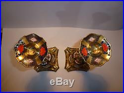 Pair Royal Crown Derby Old Imari Candlesticks 10.5 1st Quality and Perfect