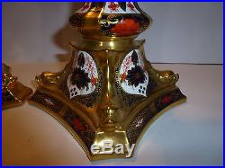 Pair Royal Crown Derby Old Imari Candlesticks 10.5 1st Quality and Perfect