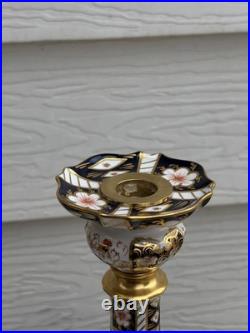 Pair Royal Crown Derby Old Imari Large Candlesticks 10.5in Excellent
