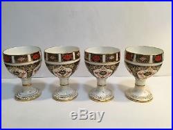 Pair Set Of Two (2) Royal Crown Derby Old Imari Goblets Cups Glasses 1st Quality
