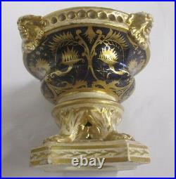 Pair of English Crown Derby Cobalt and Gilt-Decorated Porcelain Jars Early 1800s