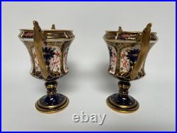 Pair of Royal Crown Derby Old Imari 1128 Urn/Loving Cup Shaped Vases