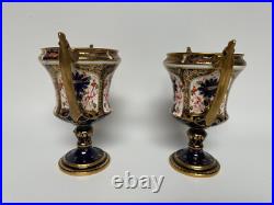 Pair of Royal Crown Derby Old Imari 1128 Urn/Loving Cup Shaped Vases