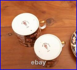 Pair of Royal Crown Derby Traditional Imari 2451 Coffee Cans & Saucers 1930
