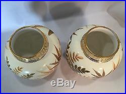 Pair of Superb Raised Gold Royal Crown Derby Vases Dated 1887