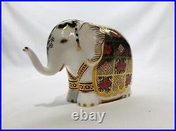 Perfect Royal Crown Derby Imari Elephant Paperweight With Gold Stopper