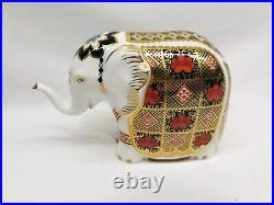 Perfect Royal Crown Derby Imari Elephant Paperweight With Gold Stopper