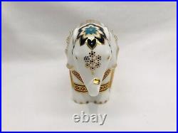 Perfect Royal Crown Derby Imari Elephant Paperweight With Gold Stopper