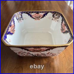 RARE Antique Royal Crown Derby Kings Old Imari Large Square Bowl Stunning