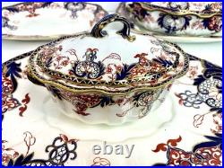 RARE Antique Royal Crown Derby Serving Tureen Set Dishes Kings Pattern Imari