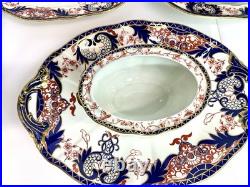 RARE Antique Royal Crown Derby Serving Tureen Set Dishes Kings Pattern Imari