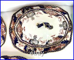 RARE Antique Royal Crown Derby Serving Tureen Set Dishes Kings Pattern Imari