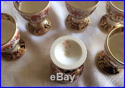 RARE Antique Set 6 Royal Crown Derby IMARI WITCHES Single Footed Egg Cups MINT