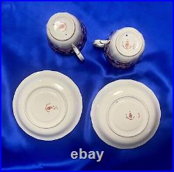 RARE Antique Set of 2 Royal Crown Derby 3973 Coffee Cups & Saucers 1916 Scallped