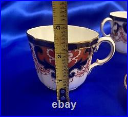 RARE Antique Set of 2 Royal Crown Derby 3973 Coffee Cups & Saucers 1916 Scallped