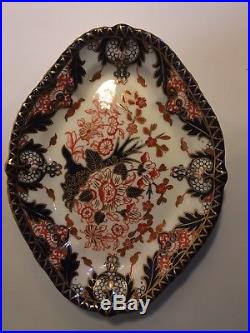 RARE PAIR Royal Crown Derby Imari Kings Oval Scalloped Vegetable Bowls C. 1880