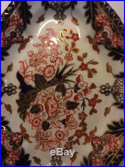 RARE PAIR Royal Crown Derby Imari Kings Oval Scalloped Vegetable Bowls C. 1880