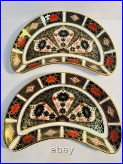 RARE Pair Royal Crown Derby Old Imari Crescent Salad Plates 1st Qual 4 Avail