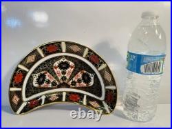 RARE Pair Royal Crown Derby Old Imari Crescent Salad Plates 1st Qual 4 Avail