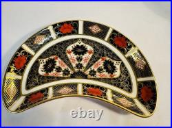 RARE Pair Royal Crown Derby Old Imari Crescent Salad Plates 1st Qual 4 Avail