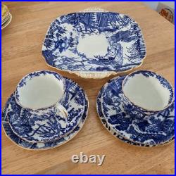 RARE Royal Crown Derby BLUE MIKADO 6-PC Tea Set Trio Cake Plate 1934 R. N. 758225