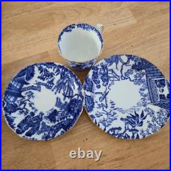 RARE Royal Crown Derby BLUE MIKADO 6-PC Tea Set Trio Cake Plate 1934 R. N. 758225