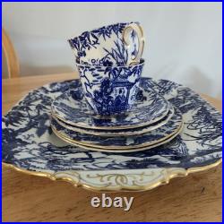 RARE Royal Crown Derby BLUE MIKADO 6-PC Tea Set Trio Cake Plate 1934 R. N. 758225