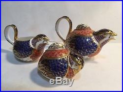 RARE Royal Crown Derby Pheasant Bird Tea Set Lidded Teapot Creamer Sugar Bowl