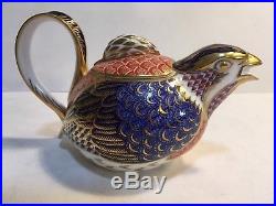 RARE Royal Crown Derby Pheasant Bird Tea Set Lidded Teapot Creamer Sugar Bowl