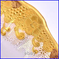 RARE c1891 FINE ANTIQUE ROYAL CROWN DERBY GOLD ENCRUSTED CUP & SAUCER XLNT COND
