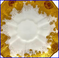 RARE c1891 FINE ANTIQUE ROYAL CROWN DERBY GOLD ENCRUSTED CUP & SAUCER XLNT COND