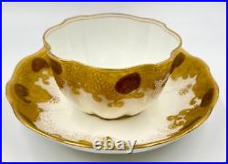 RARE c1891 FINE ANTIQUE ROYAL CROWN DERBY GOLD ENCRUSTED CUP & SAUCER XLNT COND