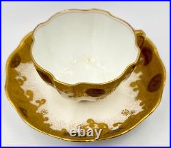 RARE c1891 FINE ANTIQUE ROYAL CROWN DERBY GOLD ENCRUSTED CUP & SAUCER XLNT COND
