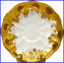 RARE c1891 FINE ANTIQUE ROYAL CROWN DERBY GOLD ENCRUSTED CUP & SAUCER XLNT COND