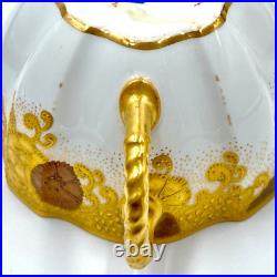 RARE c1891 FINE ANTIQUE ROYAL CROWN DERBY GOLD ENCRUSTED CUP & SAUCER XLNT COND