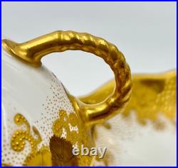 RARE c1891 FINE ANTIQUE ROYAL CROWN DERBY GOLD ENCRUSTED CUP & SAUCER XLNT COND