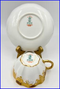 RARE c1891 FINE ANTIQUE ROYAL CROWN DERBY GOLD ENCRUSTED CUP & SAUCER XLNT COND
