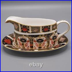 READ Royal Crown Derby Old Imari Gravy Sauce Boat with Underplate