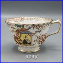 READ Royal Crown Derby Orient Mikado Footed Cup & Saucers Set of 12