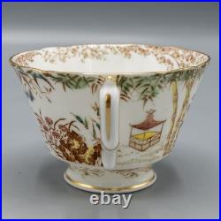 READ Royal Crown Derby Orient Mikado Footed Cup & Saucers Set of 12