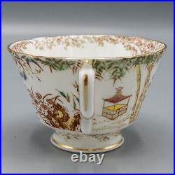 READ Royal Crown Derby Orient Mikado Footed Cup & Saucers Set of 12