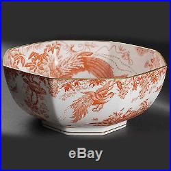 RED AVES Royal Crown Derby Octagonal Bowl 10.75 diameter NEW NEVER USED England