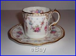 ROYAL ANTOINETTE Royal Crown Derby SET of 2 DEMITASSE COFFEE CUP and SAUCER