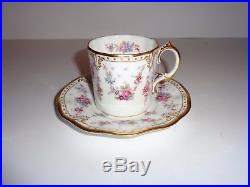 ROYAL ANTOINETTE Royal Crown Derby SET of 2 DEMITASSE COFFEE CUP and SAUCER