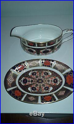 ROYAL CROWN DERBY 1128 OLD IMARI (First Quality) SAUCE OR GRAVY BOAT & STAND