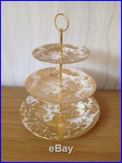 ROYAL CROWN DERBY 3 Tier Cake Stand'Gold Aves' Excellent Condition Luxury