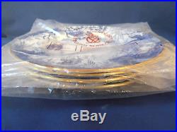 Royal Crown Derby 4 Mikado Dinner Plates 10 1/2 New